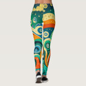 Abstrakte Retro 70er Hippie Waves Artwork | Leggings (Rückseite)