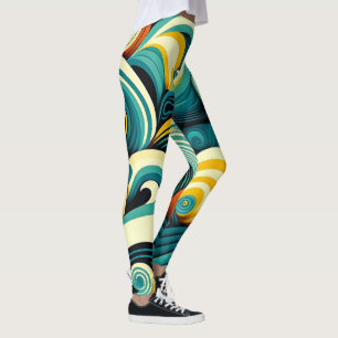 Abstrakte Retro 70er Hippie Waves Artwork   Leggings