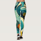Abstrakte Retro 70er Hippie Waves Artwork | Leggings (Rückseite)