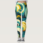 Abstrakte Retro 70er Hippie Waves Artwork | Leggings (Vorderseite)