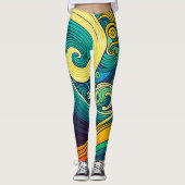 Abstrakte Retro 70er Hippie Waves Artwork | Leggings (Vorderseite)