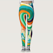 Abstrakte Retro 70er Hippie Waves Artwork | Leggings (Vorderseite)