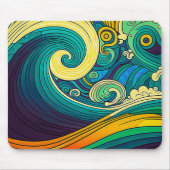 Abstrakte Retro 70er Hippie Waves Artwork | Mousepad (Vorne)