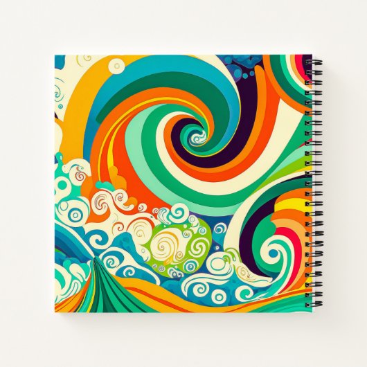 Abstrakte Retro 70er Hippie Waves Artwork | Notizblock (Rückseite)