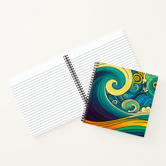 Abstrakte Retro 70er Hippie Waves Artwork | Notizblock (Innenseite)