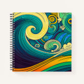 Abstrakte Retro 70er Hippie Waves Artwork | Notizblock (Vorderseite)