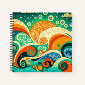 Abstrakte Retro 70er Hippie Waves Artwork | Notizblock (Vorderseite)