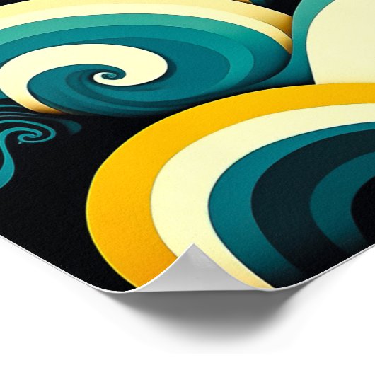 Abstrakte Retro 70er Hippie Waves Artwork | Poster (Ecke)