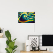 Abstrakte Retro 70er Hippie Waves Artwork | Poster (Heimbüro)