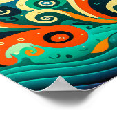Abstrakte Retro 70er Hippie Waves Artwork | Poster (Ecke)