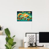 Abstrakte Retro 70er Hippie Waves Artwork | Poster (Heimbüro)