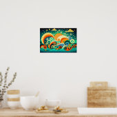 Abstrakte Retro 70er Hippie Waves Artwork | Poster (Küche)