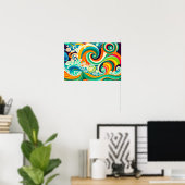 Abstrakte Retro 70er Hippie Waves Artwork | Poster (Heimbüro)