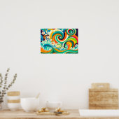 Abstrakte Retro 70er Hippie Waves Artwork | Poster (Küche)