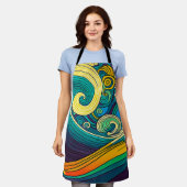 Abstrakte Retro 70er Hippie Waves Artwork | Schürze (Getragen)