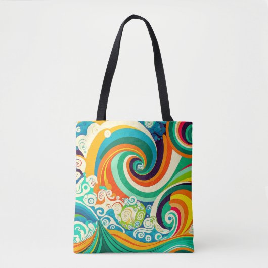 Abstrakte Retro 70er Hippie Waves Artwork | Tasche (Vorderseite)