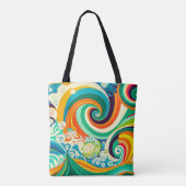 Abstrakte Retro 70er Hippie Waves Artwork | Tasche (Rückseite)