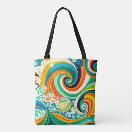 Abstrakte Retro 70er Hippie Waves Artwork | Tasche (Rückseite)