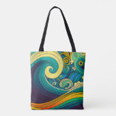 Abstrakte Retro 70er Hippie Waves Artwork | Tasche (Rückseite)