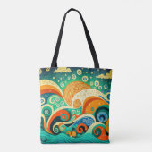 Abstrakte Retro 70er Hippie Waves Artwork | Tasche (Rückseite)