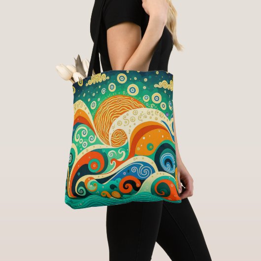 Abstrakte Retro 70er Hippie Waves Artwork | Tasche (Von Nahem)