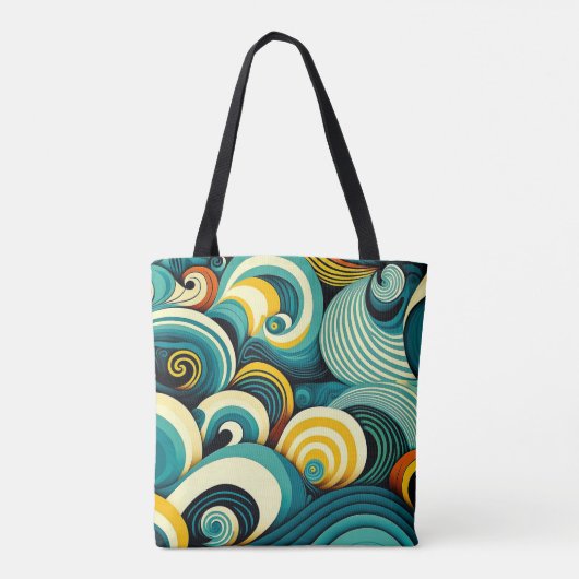 Abstrakte Retro 70er Hippie Waves Artwork | Tasche (Rückseite)