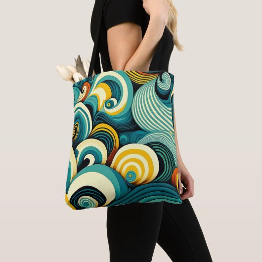 Abstrakte Retro 70er Hippie Waves Artwork | Tasche (Von Nahem)