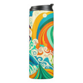 Abstrakte Retro 70er Hippie Waves Artwork | Thermosbecher (Nach links gedreht)