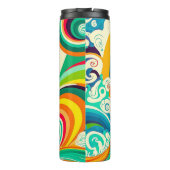 Abstrakte Retro 70er Hippie Waves Artwork | Thermosbecher (Rückseite)