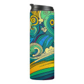 Abstrakte Retro 70er Hippie Waves Artwork | Thermosbecher (Nach rechts gedreht)