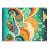Abstrakte Retro 70er Hippie Waves Artwork | Tischdecke (Vorderseite (Horizontal))