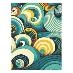 Abstrakte Retro 70er Hippie Waves Artwork Tischdecke