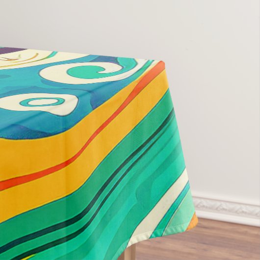 Abstrakte Retro 70er Hippie Waves Artwork | Tischdecke (Beispiel)
