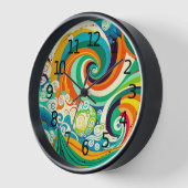 Abstrakte Retro 70er Hippie Waves Artwork | Uhr (Winkel)