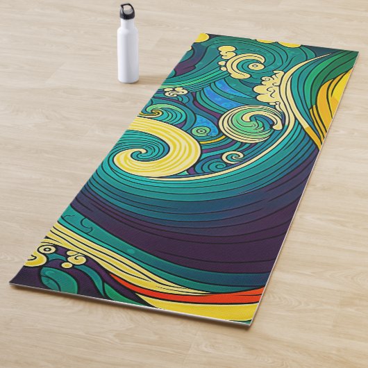 Abstrakte Retro 70er Hippie Waves Artwork | Yogamatte (Beispiel)