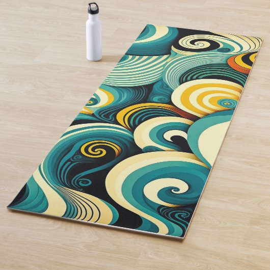 Abstrakte Retro 70er Hippie Waves Artwork | Yogamatte (Beispiel)
