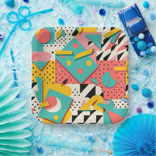 Abstrakte Retro 80er 90er Teller für gedachte Part (Party)