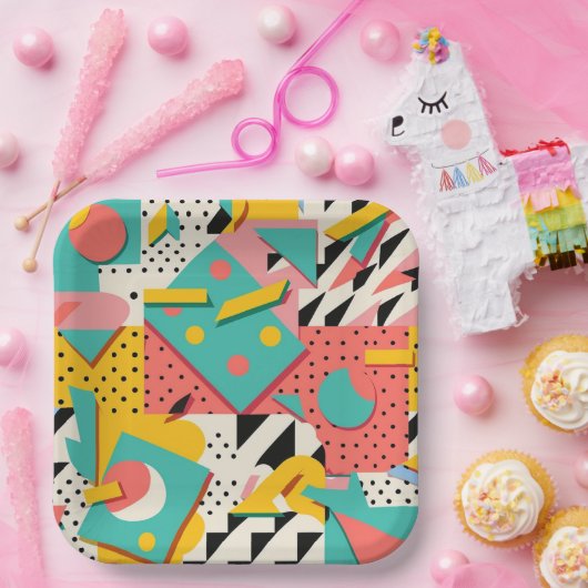 Abstrakte Retro 80er 90er Teller für gedachte Part (Party)