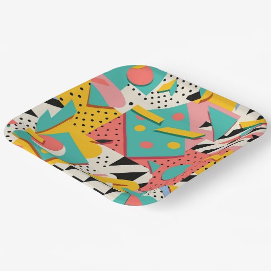 Abstrakte Retro 80er 90er Teller für gedachte Part (Gewinkelt)