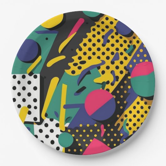 Abstrakte Retro 80er 90s Theme Party Teller (Vorderseite)