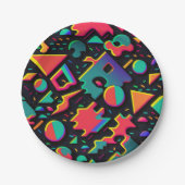 Abstrakte Retro 80er 90s Theme Party Teller (Vorderseite)