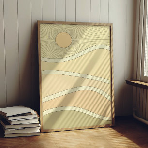 Abstrakte Retro-Berge Sonnenuntergang Poster