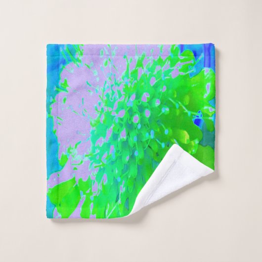 Abstrakte Retro-Blume in Lavendel und Kalkgrün Badhandtuch Set (Waschlappen)