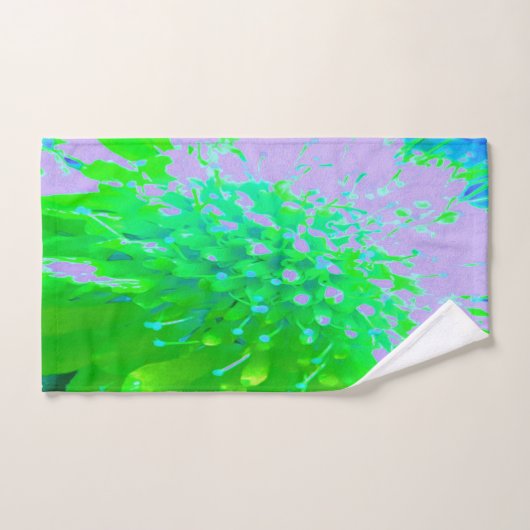 Abstrakte Retro-Blume in Lavendel und Kalkgrün Badhandtuch Set (Handtuch)