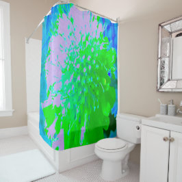 Abstrakte Retro-Blume in Lavendel und Kalkgrün Duschvorhang