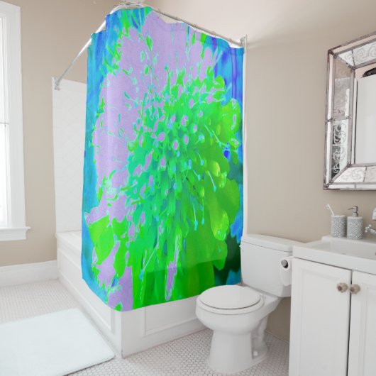 Abstrakte Retro-Blume in Lavendel und Kalkgrün Duschvorhang (Beispiel)