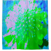 Abstrakte Retro-Blume in Lavendel und Kalkgrün Duschvorhang (Vorderseite)