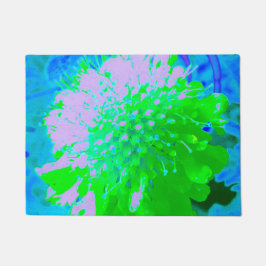 Abstrakte Retro-Blume in Lavendel und Kalkgrün Fußmatte