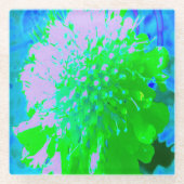 Abstrakte Retro-Blume in Lavendel und Kalkgrün Glasuntersetzer (Vorderseite)