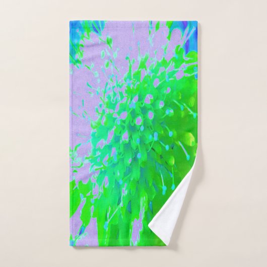Abstrakte Retro-Blume in Lavendel und Kalkgrün Handtuch (Handtuch)